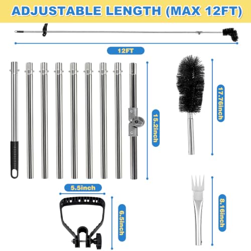 12FT Gutter Cleaning Tools from the Ground - No Ladder Needed