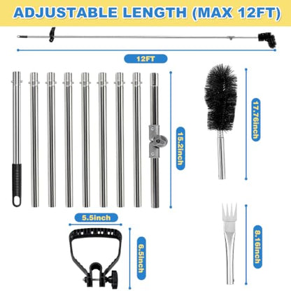 12FT Gutter Cleaning Tools from the Ground - No Ladder Needed