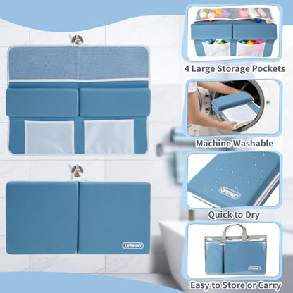 URMYWO Bath Kneeler and Elbow Rest Pad Set, 1.5-Inch Thick Memory Foam Pads - color: Bluea