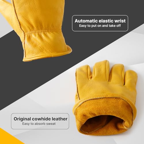 Garden Gloves, Puncture Resistant Gloves, Cowhide Protective Gloves for Gardening/Logging/Construction/Truck Driving - size: XX-Large