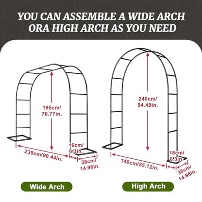 Zhisheng 2PCS Metal Pergola Garden Arch Arbor 7.9FT x 4.6FT Trellis for Outdoor Climbing Plants 2 Sizes for Wedding Ceremony Party,Black - size: 7.9FT+7.9FT