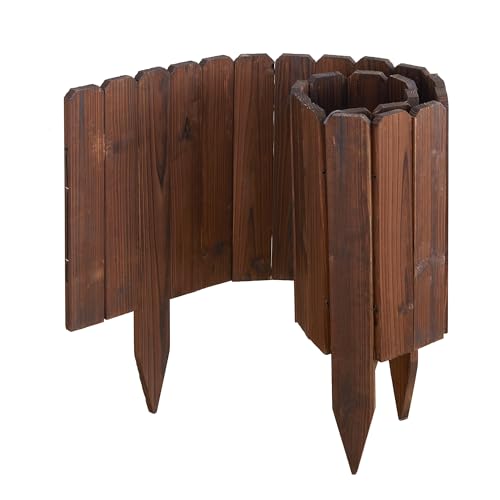 GHWIE Wooden Garden Fence Wood Garden Edging Border Decorative Landscape Border Edging,Planting Tree Fence Landscape Edging Flower Bed Fences-11.8'' H x 48'' L (3 Pack,12Ft Total Length)