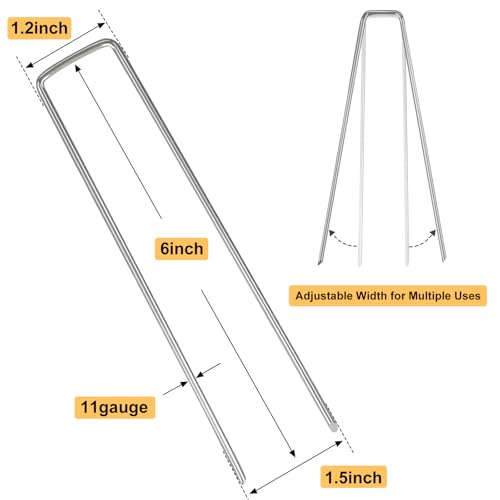 Whonline 400 Pack Landscape Staples 6 Inch, Galvanized Garden Stakes - color: 6 Inch-400 Pcs