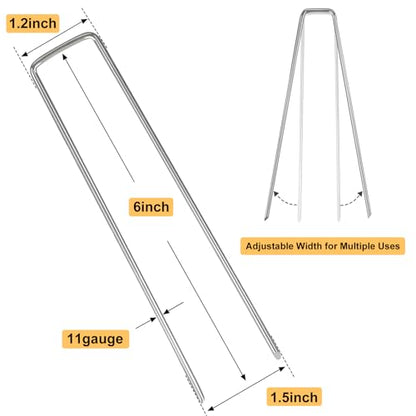 Whonline 400 Pack Landscape Staples 6 Inch, Galvanized Garden Stakes - color: 6 Inch-400 Pcs