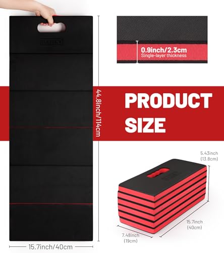 Foldable Mechanic Mat Kneeling Pad, 0.9" Extra Thick EVA Foam,Red - color: Red & Black