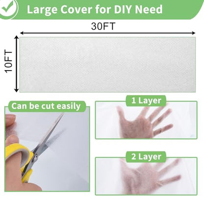 SPORTYOUTH 2Pcs Plant Covers Freeze Protection Garden Frost Cloth 10x30ft
