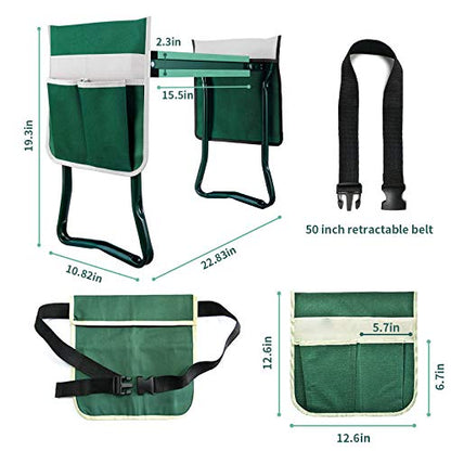 BDL Garden Kneeler and Seat, Upgraded Folding Bench Stool Portable Kneeler, Sturdy Gardening Tools with 2 Free Tool Pouch, Detachable Belt, A Pair of Garden Gloves, EVA Kneeling Pad - size: Queen