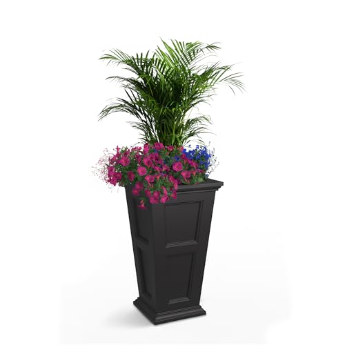 Mayne Fairfield 28in Self-Watering Tall Square Planter, Black - color: Black
