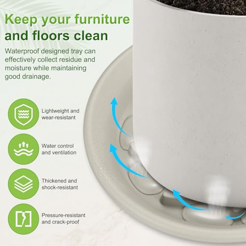 M METERXITY 2-Pack Plant Saucer, 5.7 Inch/ 14.5cm Plastic Plant Trays Thicker for Pots/Indoor/Outdoor/Water Drainage and Protection, Flowerpot Drip Tray [Grayish White] - size: 5.71 in