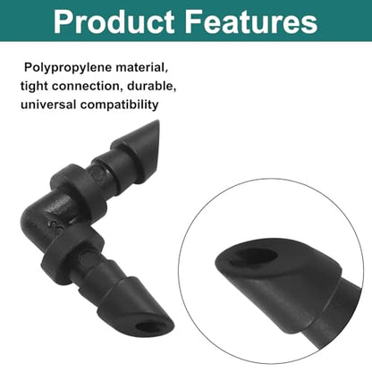 Murtenze 100 Pack Barbed Elbow Fittings, 1/4 Inch Drip Irrigation Fittings Barbed Connectors, Universal Irrigation Elbow for Garden Lawn Irrigation System - size: Elbow-100P