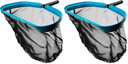 POOLWHALE Pool Skimmer Net Rake, Aluminum Frame Deep Nylon Net, Ultra Fine Mesh Pool Nets for Cleaning Leaves, Debris & Swimming Pools Skimming (Pack of 2) - size: Aluminum Frame Nylon Rake (Pack of 2)