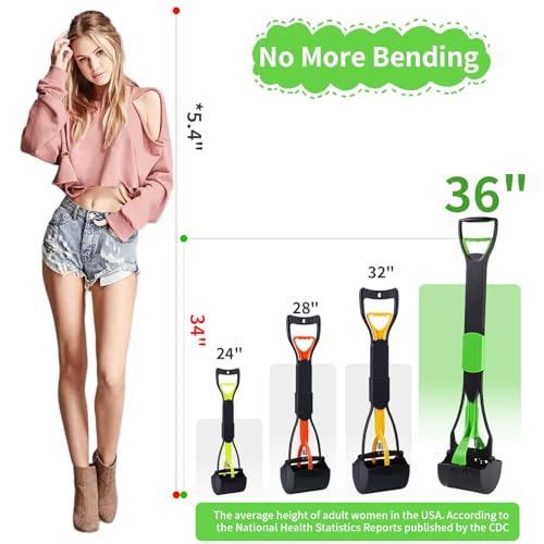 ienjoyed 36“ Large Dog Pooper Scooper for Large Dogs Heavy Duty, Non-Breakable Dog Poop Scooper with Wide Handle for Grass, Gravel, Durable Dog Poop Pick Up Tool, Long Handled Poop Grabber (Green) - color: 36-inch(Green)