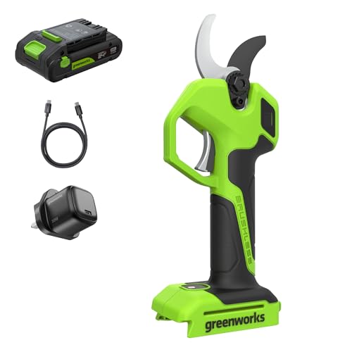 Greenworks 24V 1.25 in Pruning Shear/Lopper, 2.0 Ah Battery and Charger - size: 1.25" (2Ah)