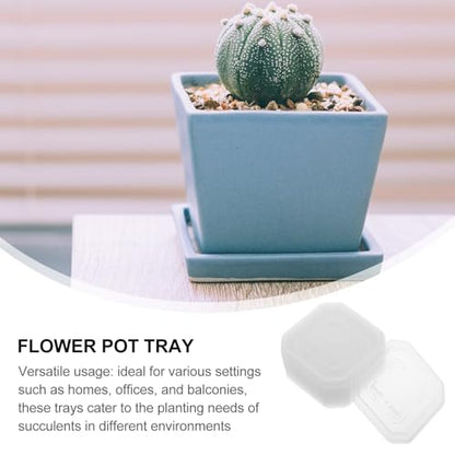 SUPVOX 30pcs Square Plant Saucers for Indoor Outdoor Use, 3-inch Thick Plastic Water Trays with Semi- Design, Flower Pot Drip Trays Suitable for Small Planters and Succulents
