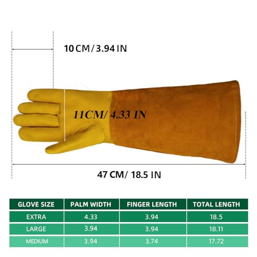 3-in-1 Gloves for Gardening, Farming & Cleaning, Stab-Proof, Anti-Slip, Wear-Resistant, Comfort, Breathable, Durable - color: Yellow-leather, size: Medium