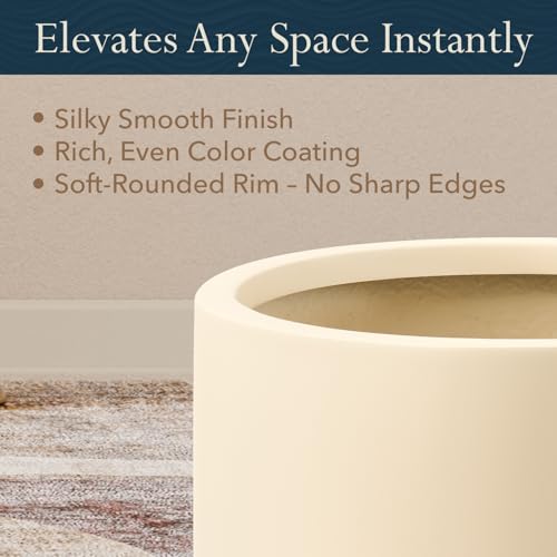 KUTE NEST 16" Premium Arco Fiberstone Outdoor Planter - Kilim Beige - color: Kilim Beige, size: 16"H x 16"D