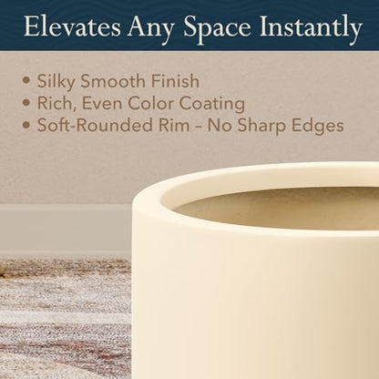 KUTE NEST 16" Premium Arco Fiberstone Outdoor Planter - Kilim Beige - color: Kilim Beige, size: 16"H x 16"D