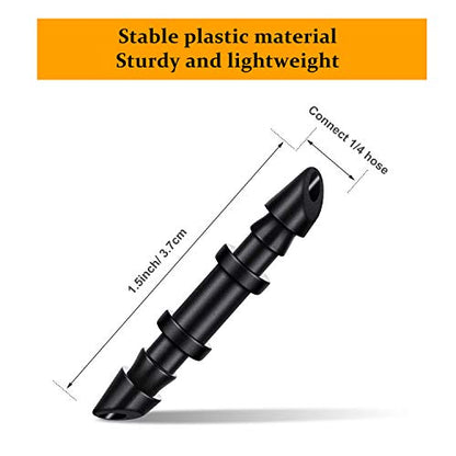 Mudder 150 Pcs Barbed Connectors for 1/4 in Drip Irrigation Tubing, Black