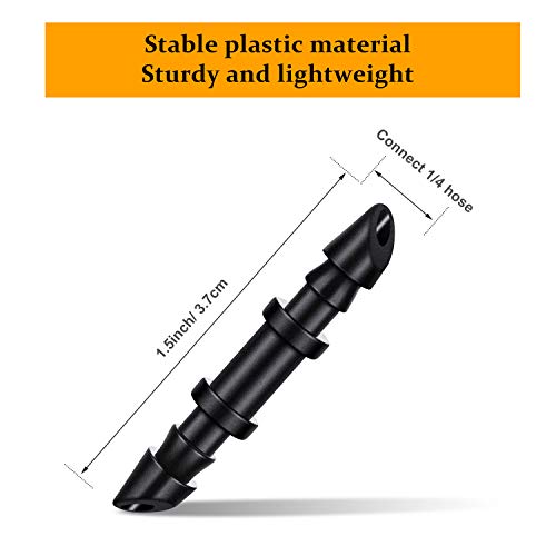 Mudder 150 Pcs Barbed Connectors for 1/4 in Drip Irrigation Tubing, Black