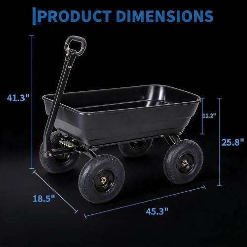 Heavy-Duty Utility Garden Dump Cart, 1200Lbs Capacity - size: 1200LBS