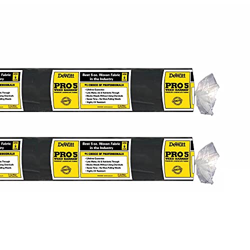 Dewitt Pro-5 Heavy-Duty Weed Barrier Fabric, 5 oz, 5 x 250 Feet, 2-Pack - size: 2 Pack, style: 5' x 250'