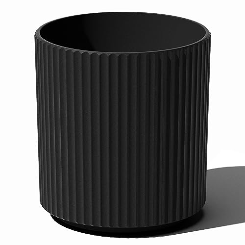 Veradek Demi Series Planter - Large Round Outdoor Planter - color: Black, size: 16 inch