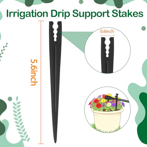 100 Pieces Drip Irrigation Support Stakes for 1/4 Inch Drip Tubing, 1/4" Tubing Hold Stakes Tool for Irrigation System Hose & Emitter Support for Vegetable Flower Beds Lawn Supplies - size: 1/4" Drip Stakes