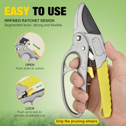 Yesker Pruning Shears Garden Shears 7.8" Professional Garden Scissors Sharp 65 Manganese Steel Blade Heavy Duty Clippers Hand Pruners for Cutting Fresh Flowers Branch Plant Trimming Gardening Tools - size: 1PCS 7.8" Yellow
