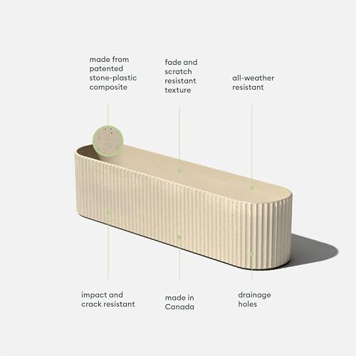 Veradek Demi Series Window Box Planter - Round Outdoor Planter - color: Sand, size: 36 inch - 2 Pack