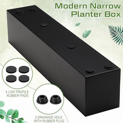 FillTouch 16.1 x 3.2 x 3.5 Inch,1 Pcs Long Rectangular Planter Box,Black - color: Black, size: 16.1 x 3.2 x 3.5 Inch