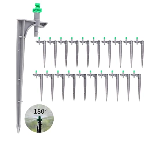 20PCS Drip Irrigation Emitters,180 Degree with Plunger Adjustable Irrigation Drippers for 1/4" Drip Irrigation Tubing, Perfect for House Garden Watering Drippers Sprayer (180 Degrees) - size: 180 degrees