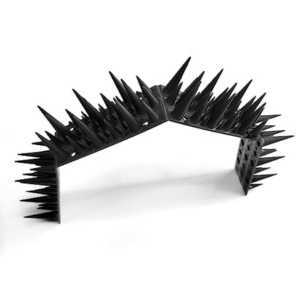 BUGGOFF - Bird & Rodent Spikes, Unique Spike Pattern effecitviely deteres Pesky Pigeons, Squirrels, Raccoons. Installs on Fences, Gates, Roofs, Walls and More! (13 Feet, Black Plastic) - color: Black Plastic