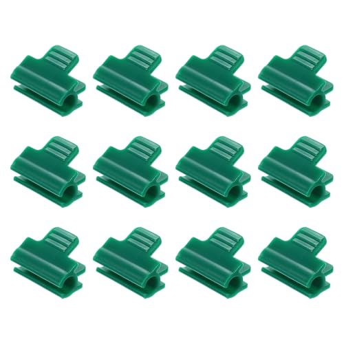 Greenhouse Clamps for 7/16inch PVC Pipe, 12pcs Greenhouse Film Clamps Shading Net Rod Clip Garden Hoops for Row Cover, Greenhouse Plastic Sheeting(Dark Green)