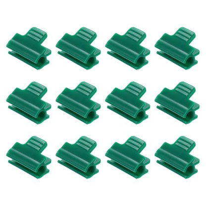 Greenhouse Clamps for 7/16inch PVC Pipe, 12pcs Greenhouse Film Clamps Shading Net Rod Clip Garden Hoops for Row Cover, Greenhouse Plastic Sheeting(Dark Green)