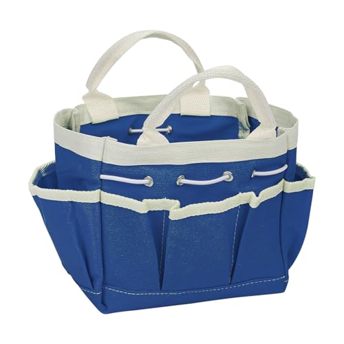HARFINGTON Garden Tool Bag 7.5" x 4" x 5" Large Oxford Waterproof with Pockets Garden Tote Bag Gardening Plant Tool Organizer Storage Carrier Store for Outdoor Women Men, Light Blue - color: Light Blue