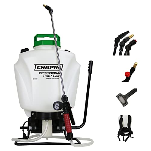 Chapin 61900 Made in The USA 4 Gallon Tree and Turf Pro Commercial Backpack Sprayer with Stainless Steel Wand, 3 nozzles, 3 Stage Filtration, Translucent White - style: Backpack