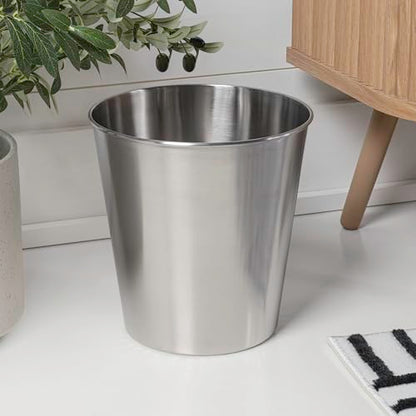 happimess Nolan 2 Gal Smooth Steel Wastebasket, Brushed Steel, Set of 2 - color: Brushed Steel, size: Set of 2