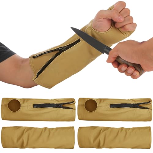 Suhine 2 Pairs Leather Arm Guards Cut Resistant Protectors for Work, Medium - size: Medium
