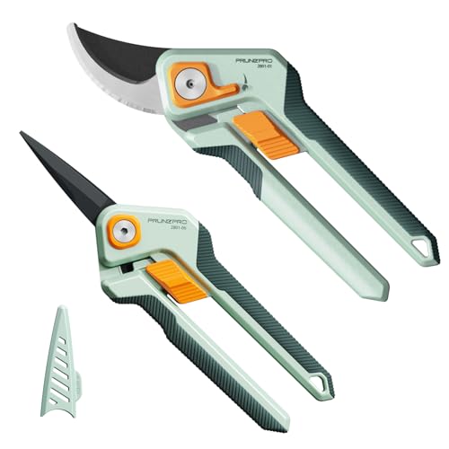 PrunePro® Pruning Shears Scissors Set Effortless Cut 1" Branches Clippers - color: Green