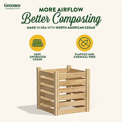 Greenes Fence Premium Cedar Wood Composter, 24" W x 24" L x 31" H (3/4" Thick) / 77.3 Gallons - Made in USA with North American Cedar - size: 2' W x 2' L x 31" H