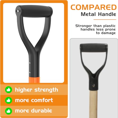 HIGHLIGHT Drain Spade Shovel 45Inch Orange Fiberglass D Grip Trench Digging