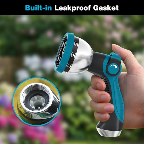 Besiter Garden Hose Nozzle Sprayer: 2 Pack 10 Watering Patterns Spray Nozzles Heavy Duty Metal Hose Head Hose Attachment, Thumb Control On Off Valve Blue Orange - color: BlueOrange