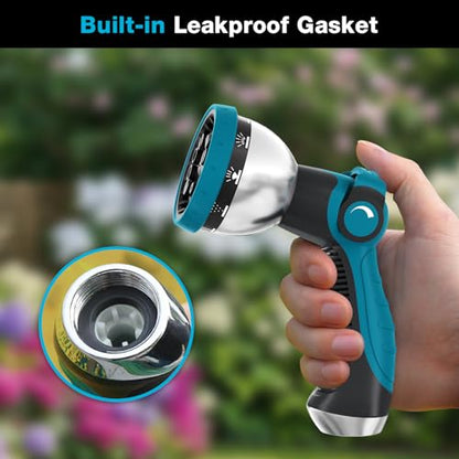Besiter Garden Hose Nozzle Sprayer: 2 Pack 10 Watering Patterns Spray Nozzles Heavy Duty Metal Hose Head Hose Attachment, Thumb Control On Off Valve Blue Orange - color: BlueOrange
