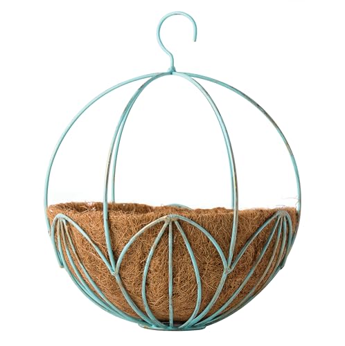 SuperMoss (80301) Leeds Sphere Metal Hanging Basket – Modern Hanging Planter for Indoor & Outdoor Plants – Decorative Metal Hanging Basket for Home, Patio, Garden & Balcony Décor, Medium (14"), Patina - color: Patina, size: Medium (14")