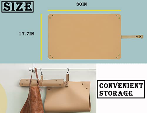 Leather Plant Repotting Mat Waterproof Transplanting Mat Indoor Succulent Potting Portable Gardening Mat, 30" X 18" Thickened Foldable Plant Potting Tray and Mess Control mat - color: Khaki Leather