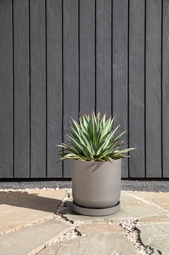 Veradek Mason Series Lima Planter & Drip Tray - Large Round Outdoor Planter - color: Gray, size: 10 inches - 2 Pack with Saucers