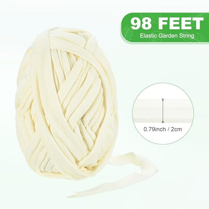 M METERXITY 1-Pack Garden Twine, 98 Feet Stretchy Gardening Tape for Climbing Plants/Tomatoes/Fruit Trees/Gardeners, Green Cloth Plant Ties [White] - color: White