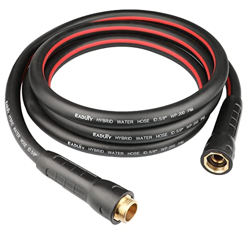 Hybrid Lead In Garden Hose 5/8 IN. x 6 FT, Heavy Duty, Lightweight, Flexible with Rotatable Grip Handle and Solid Brass Fittings, Gray+Red - size: 6 FT