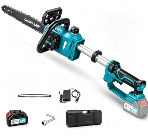 12” Cordless Brushless Chainsaw, 2-in-1 Telescoping Pole Saw with Battery
