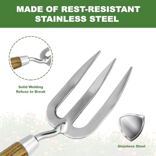 Haliaeetus Garden Hand Fork, 12.3'' Hand Weeding Fork with Sharp Tine
